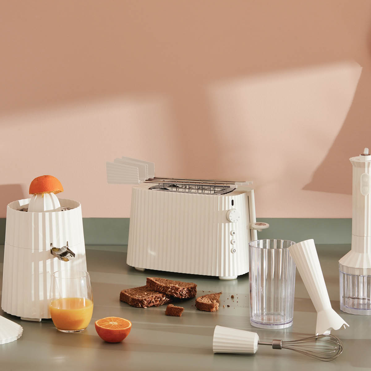 Alessi Plissé Leivänpaahdin 2 viipaletta Valkoinen