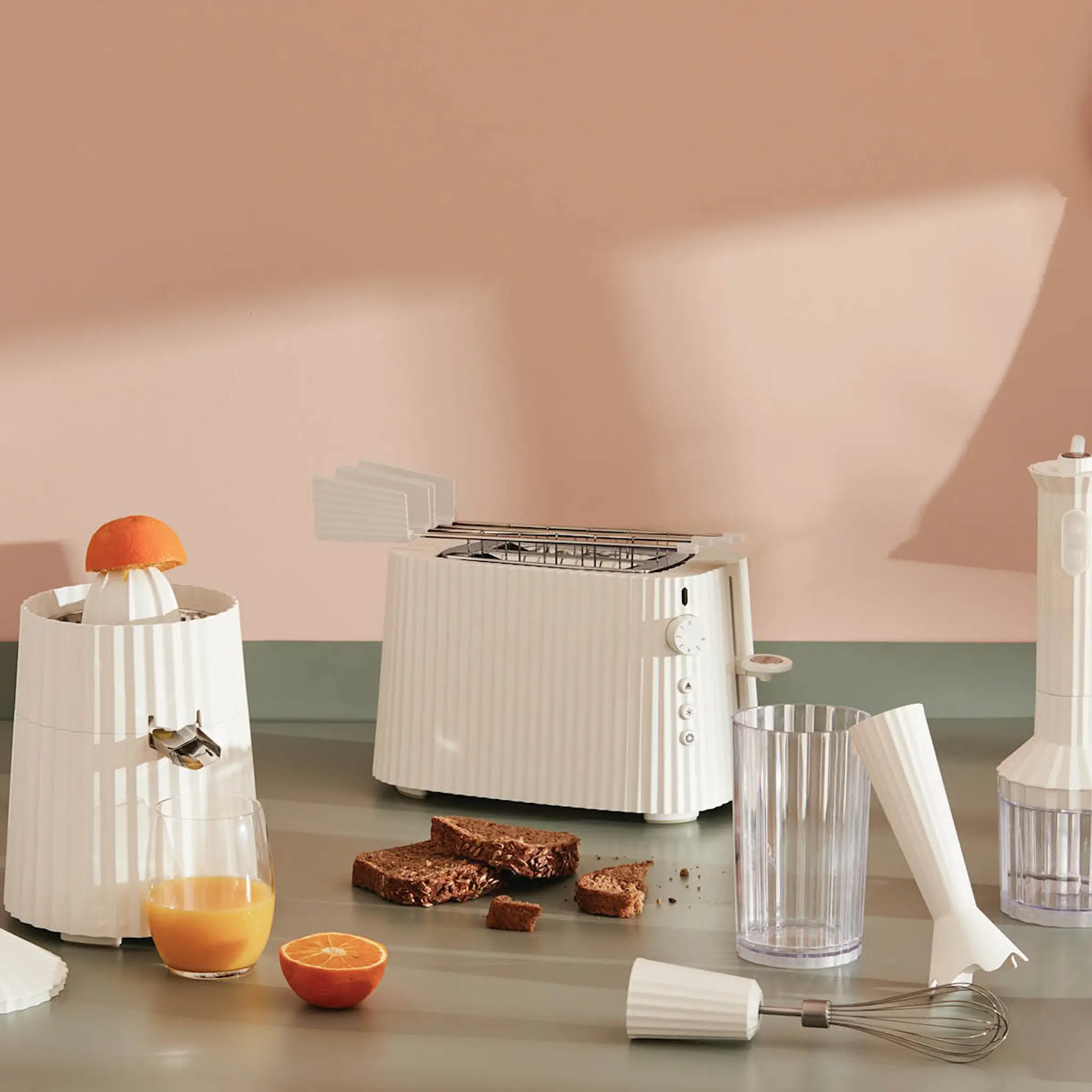 Alessi Plissé Leivänpaahdin 2 viipaletta Valkoinen