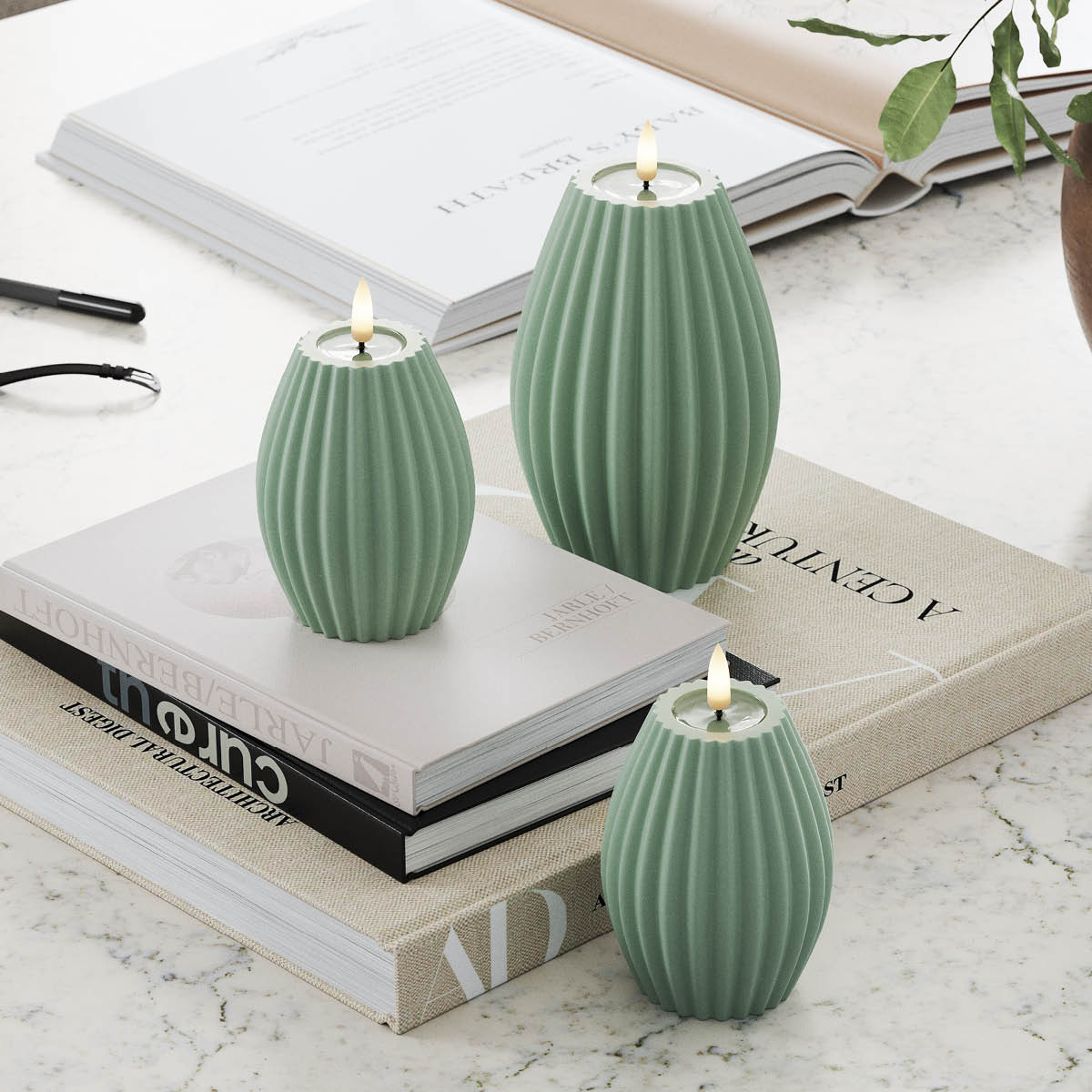 DeluxeHomeart LED rillelys 10 x 15 cm salvie grønn