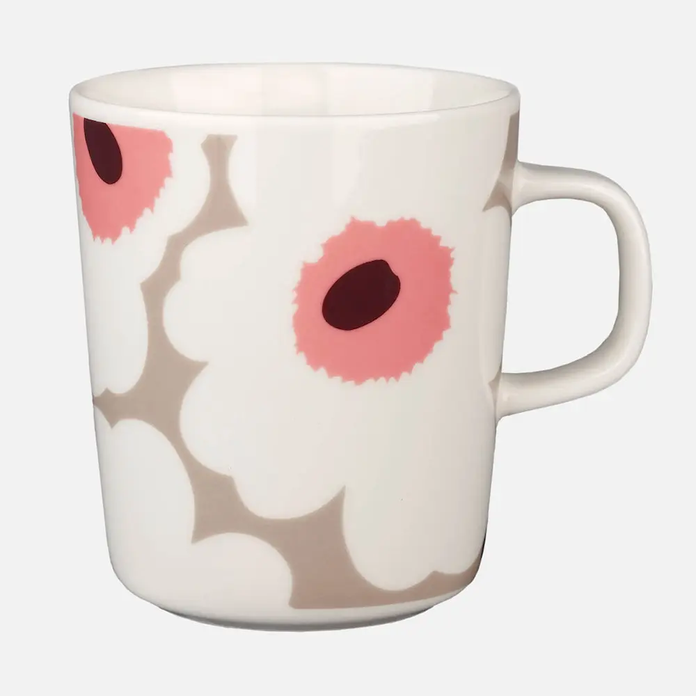 Oiva / Unikko Muki 25 cl Valkoinen/Beige/Pinkki/Viininpunainen