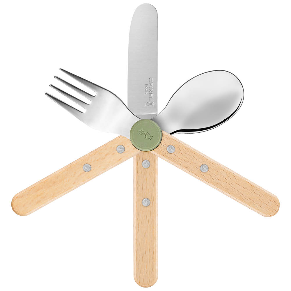 Opinel Petit Gourmet Lasten aterimet 3 osaa Vihreä