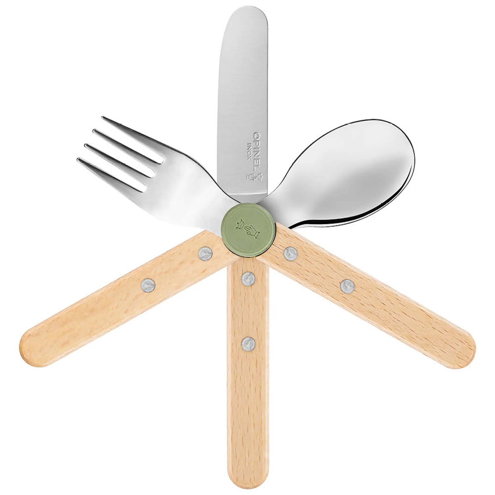Opinel Petit Gourmet Lasten aterimet 3 osaa Vihreä