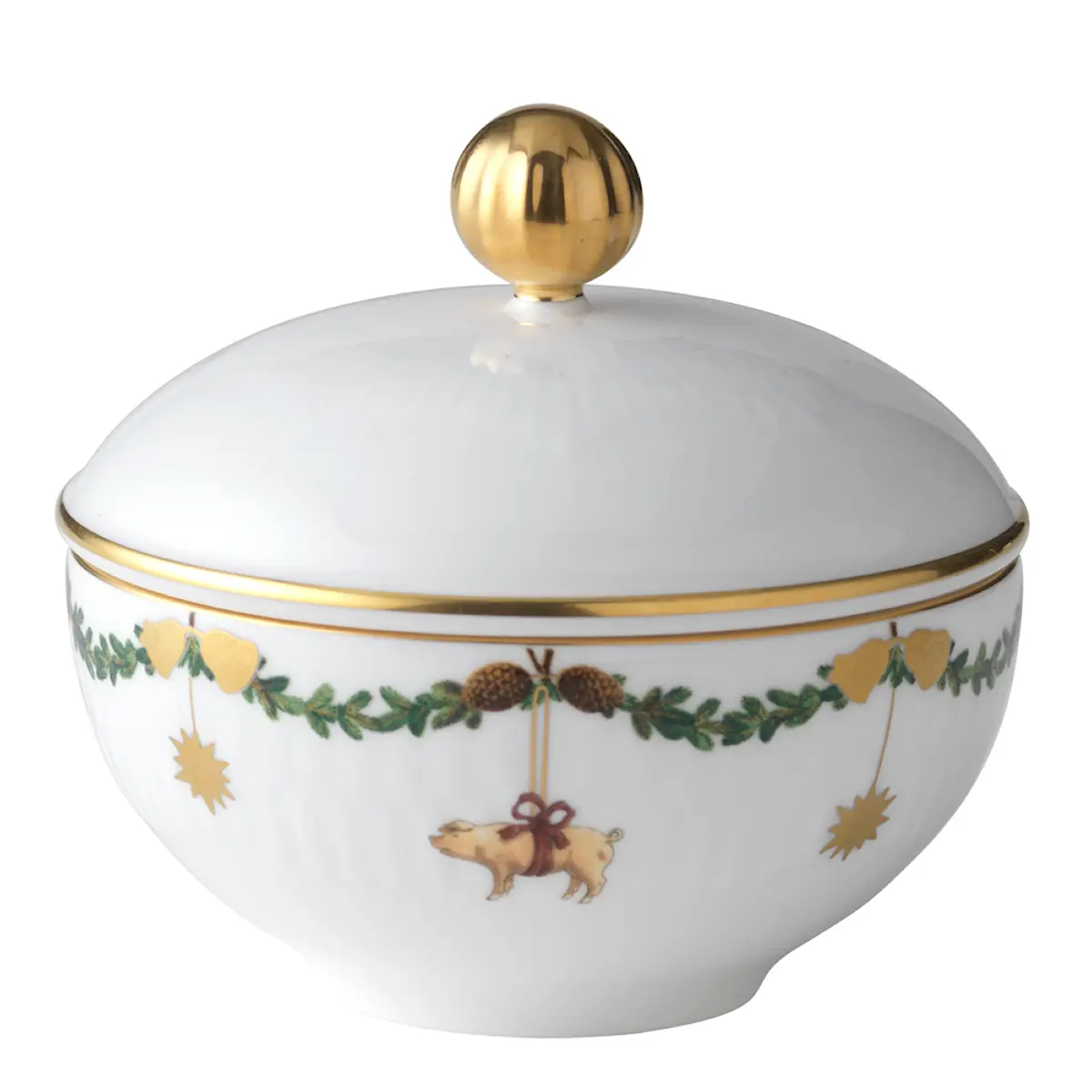 Royal Copenhagen Star Fluted Christmas Sockerskål med lock 15 cl