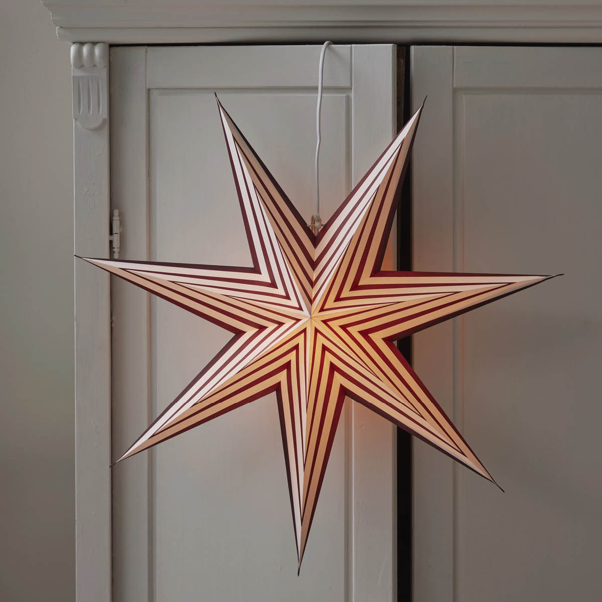 Star Trading Stripe joulutähti 60 cm valkoinen punaisella raidalla