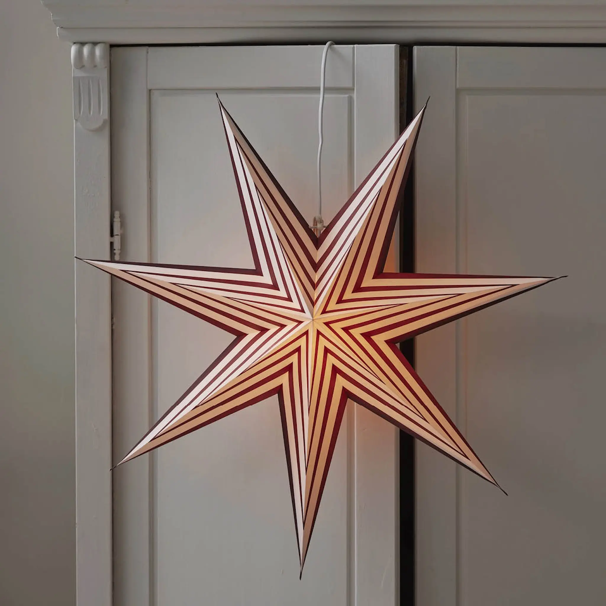 Star Trading Stripe joulutähti 60 cm valkoinen punaisella raidalla