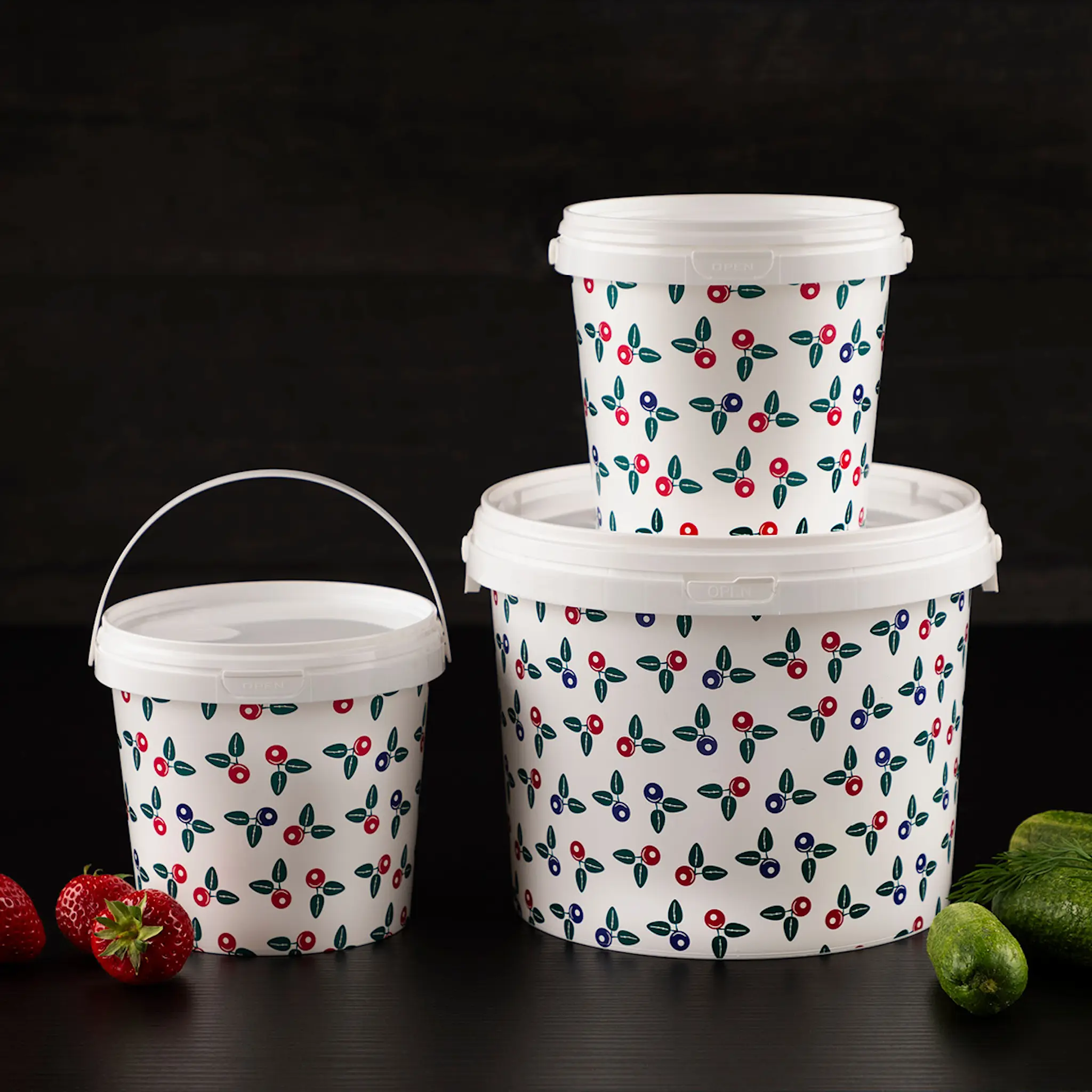 Marjukka Plasthink med lock 1 L Bär