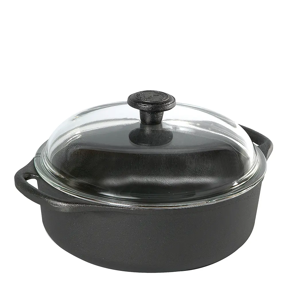 Gryte rund med glasslokk 3L