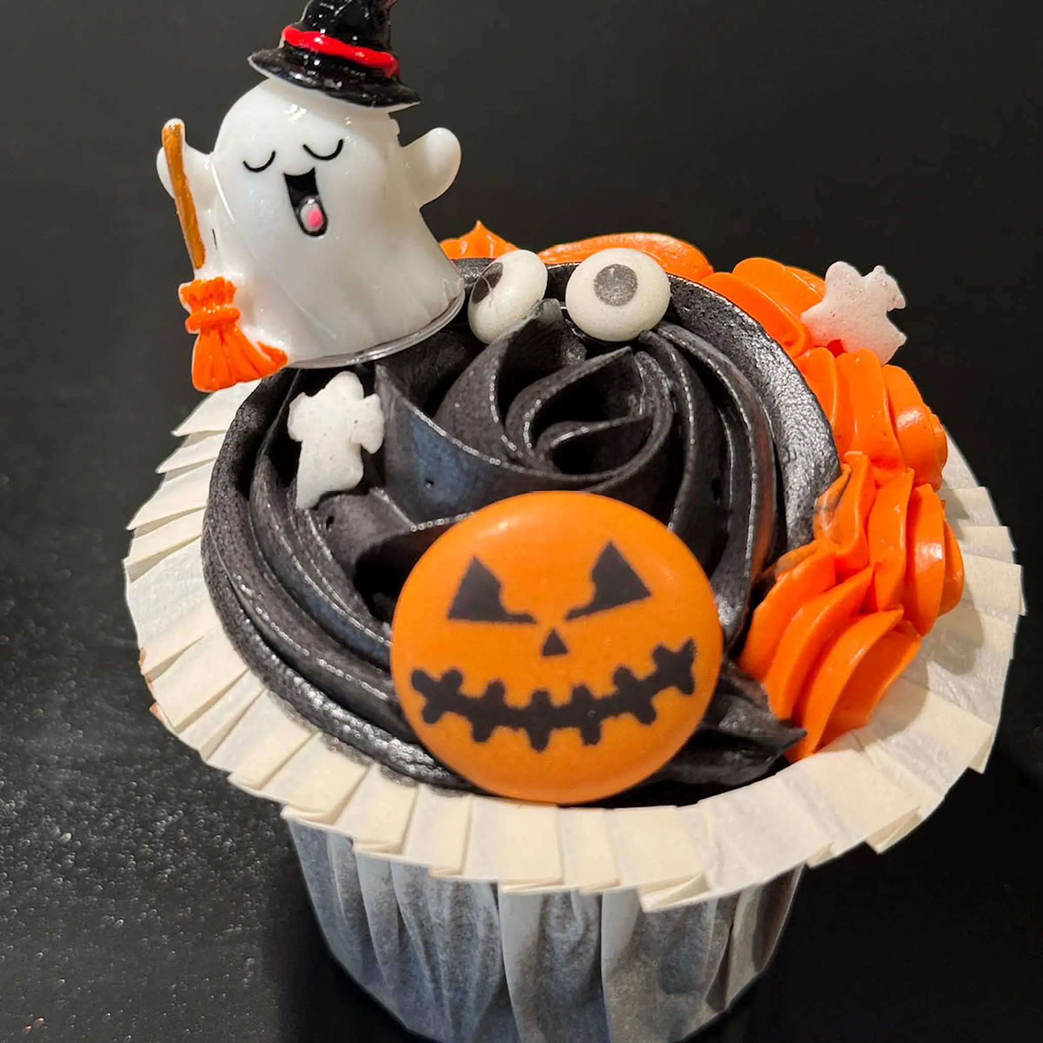 ScrapCooking Halloween ätbara tårtdekorationer 9-pack orange/vit