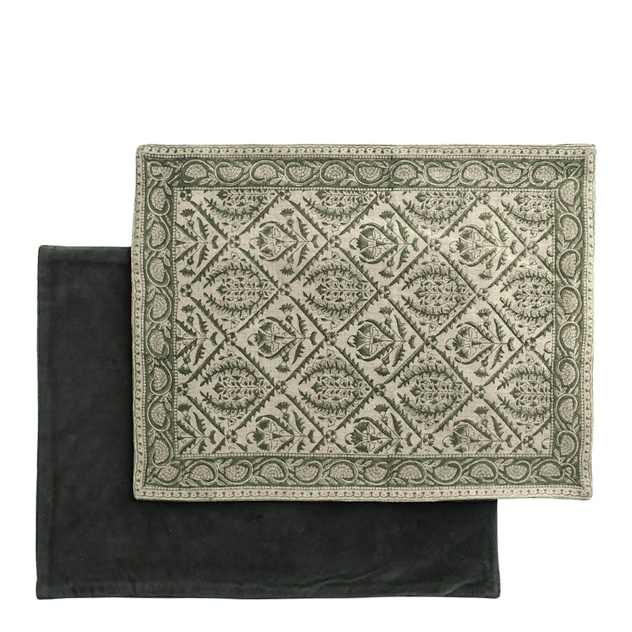 Chamois Jaipur bordstablett linne 37x50 cm 2-pack mossgrön