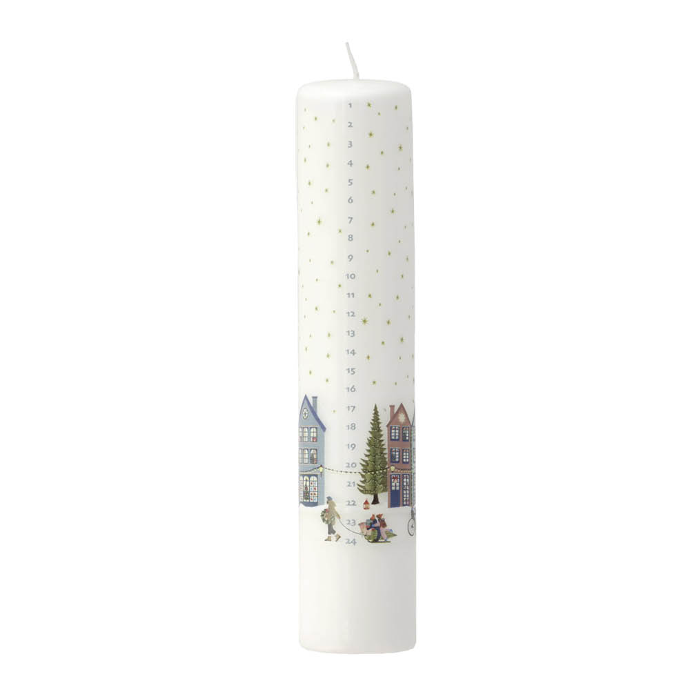 Pillivuyt Vinter kalenderljus 25 cm vit med guldstjärna