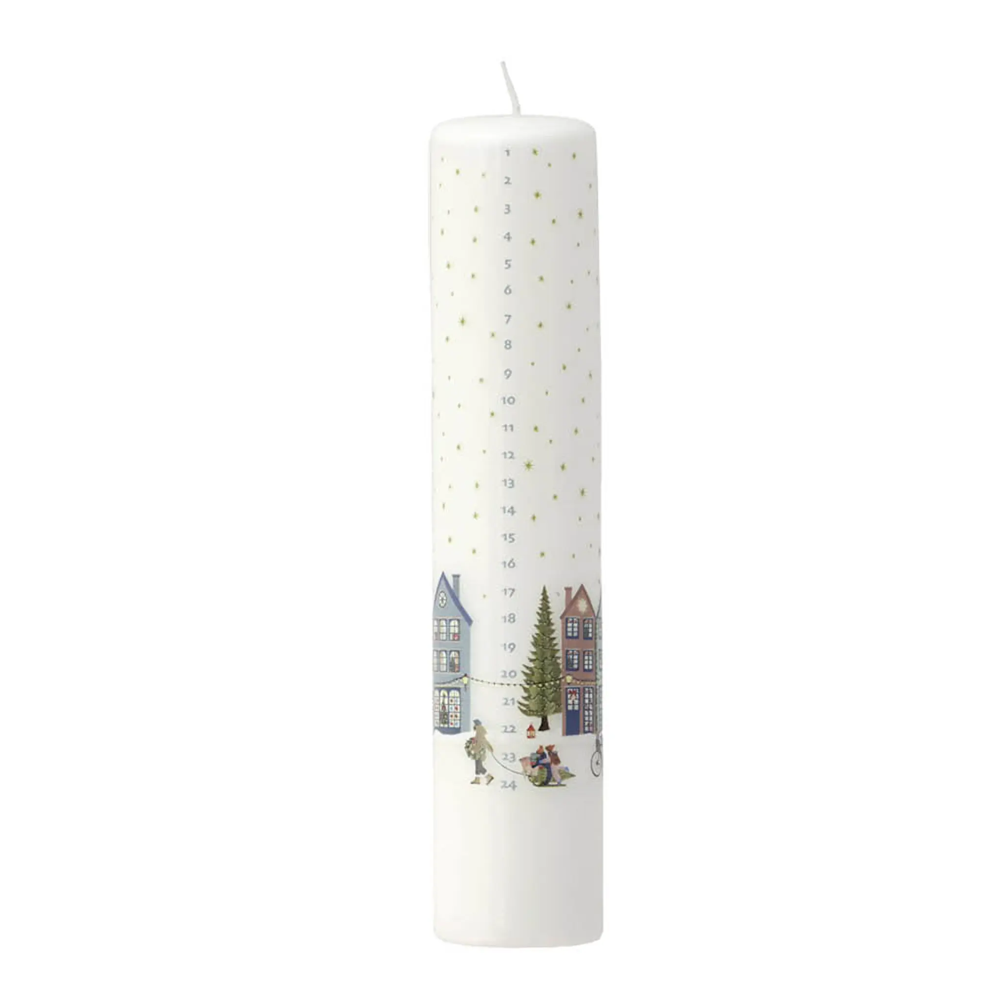 Pillivuyt Vinter kalenderljus 25 cm vit med guldstjärna