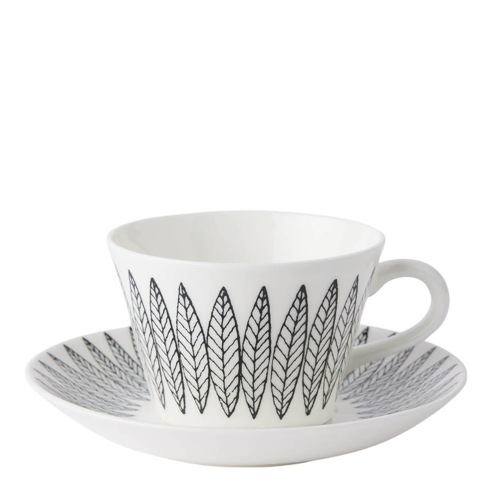 Gustafsberg Salix Svart kaffekopp med skål 15 cl