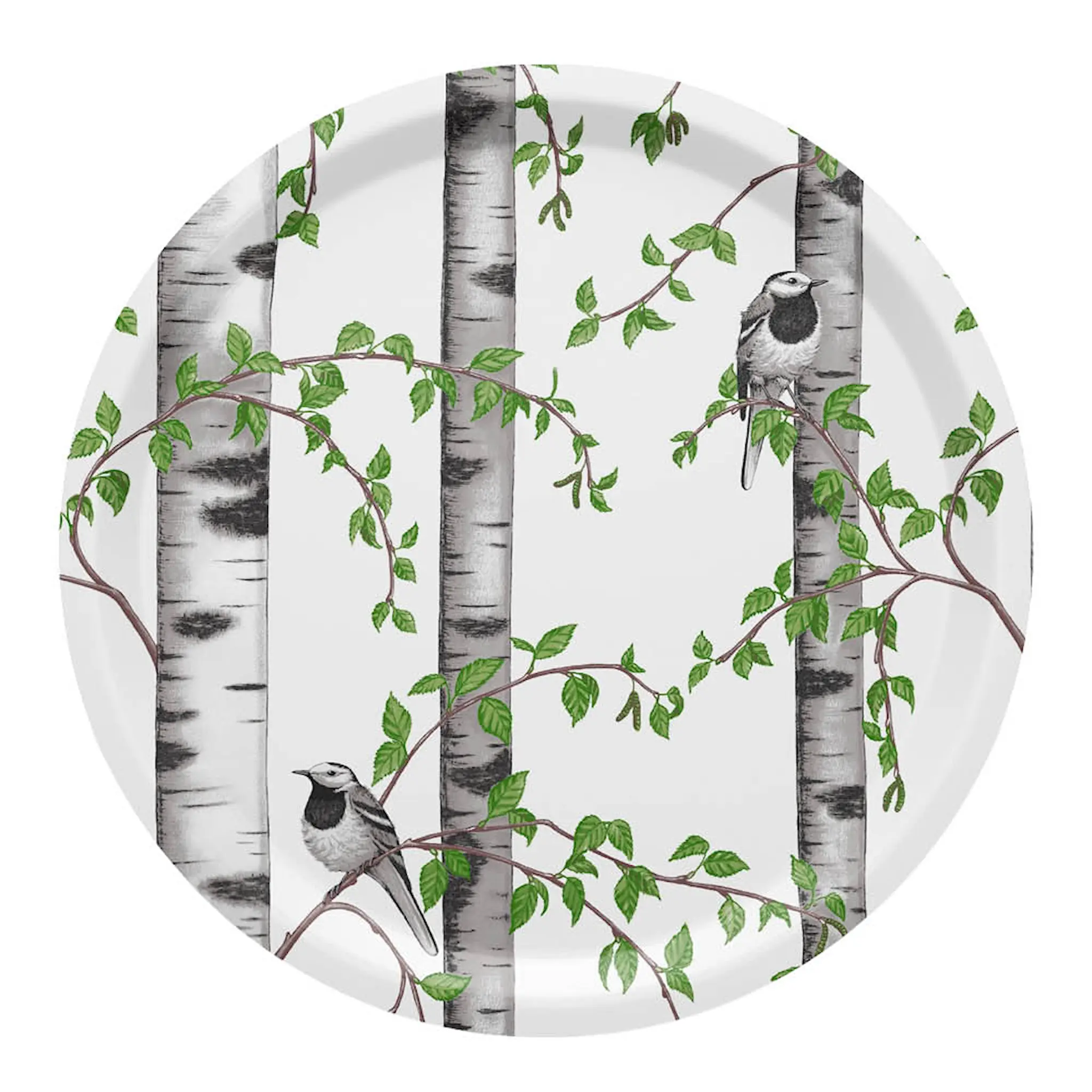 Arvidssons Björkdungen runt serveringsbricka 31 cm offwhite/grön