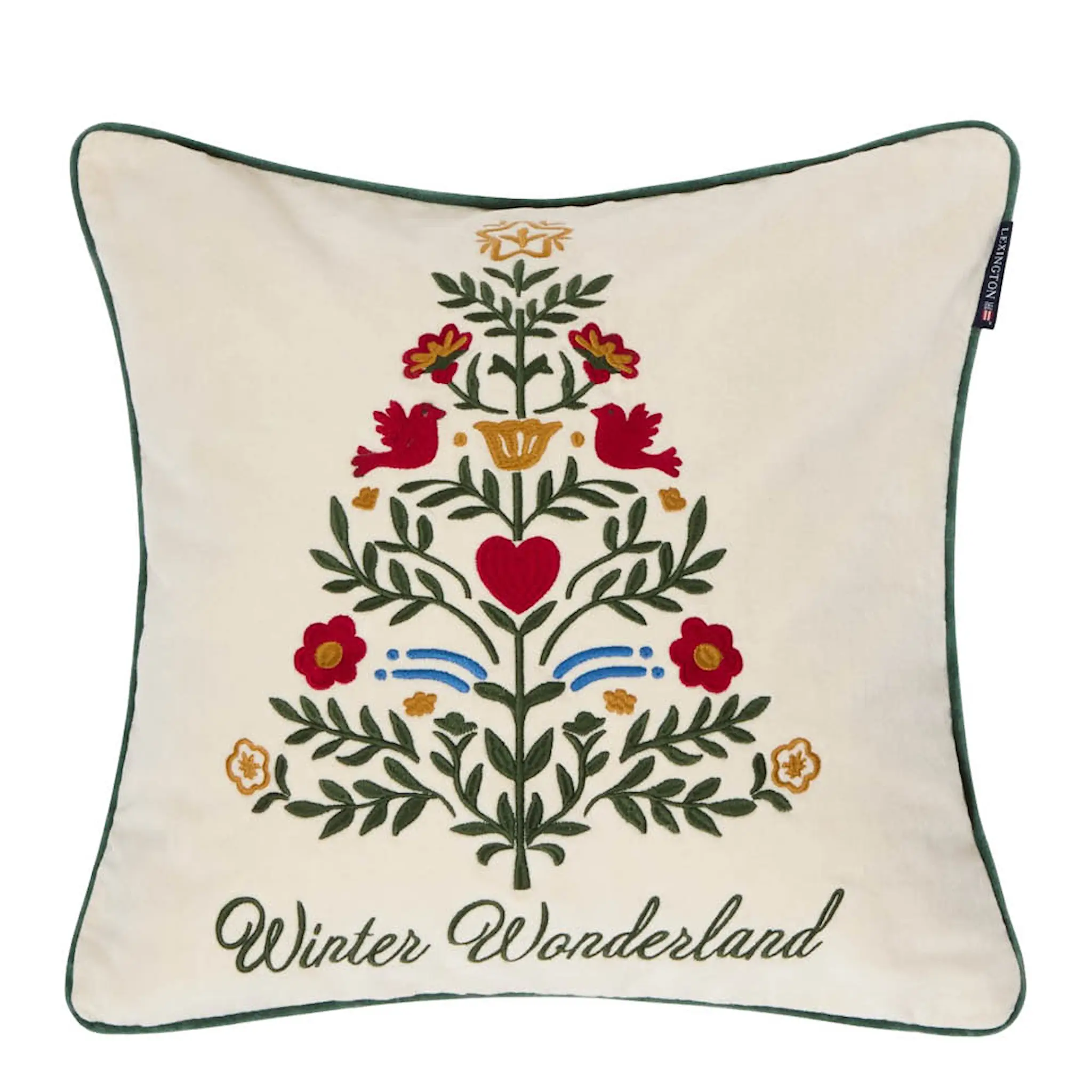 Lexington Kuddfodral sammet 50x50 cm julgran ljusbeige/multi