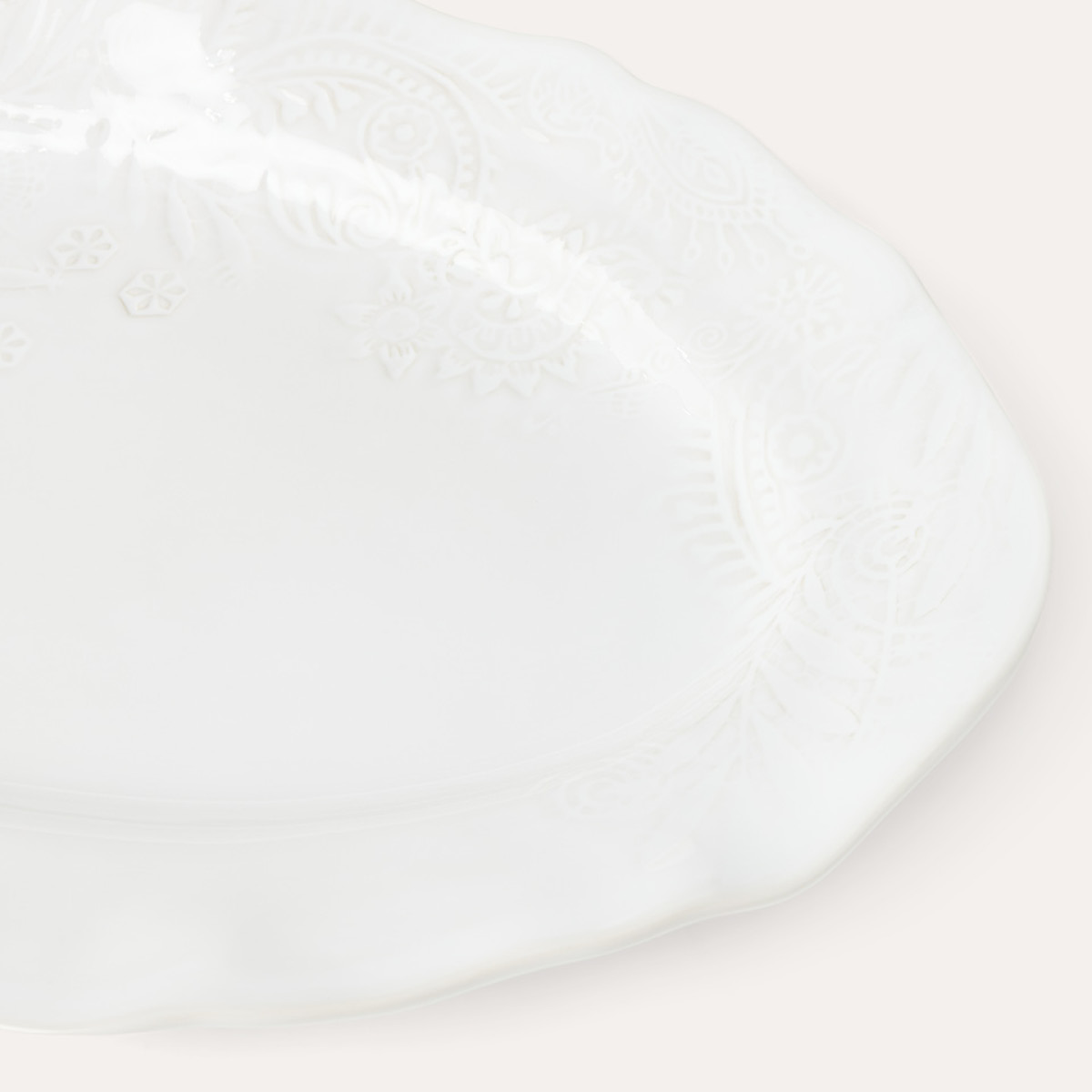 Sthål Arabesque serveringsfat ovalt 40x25 cm hvit