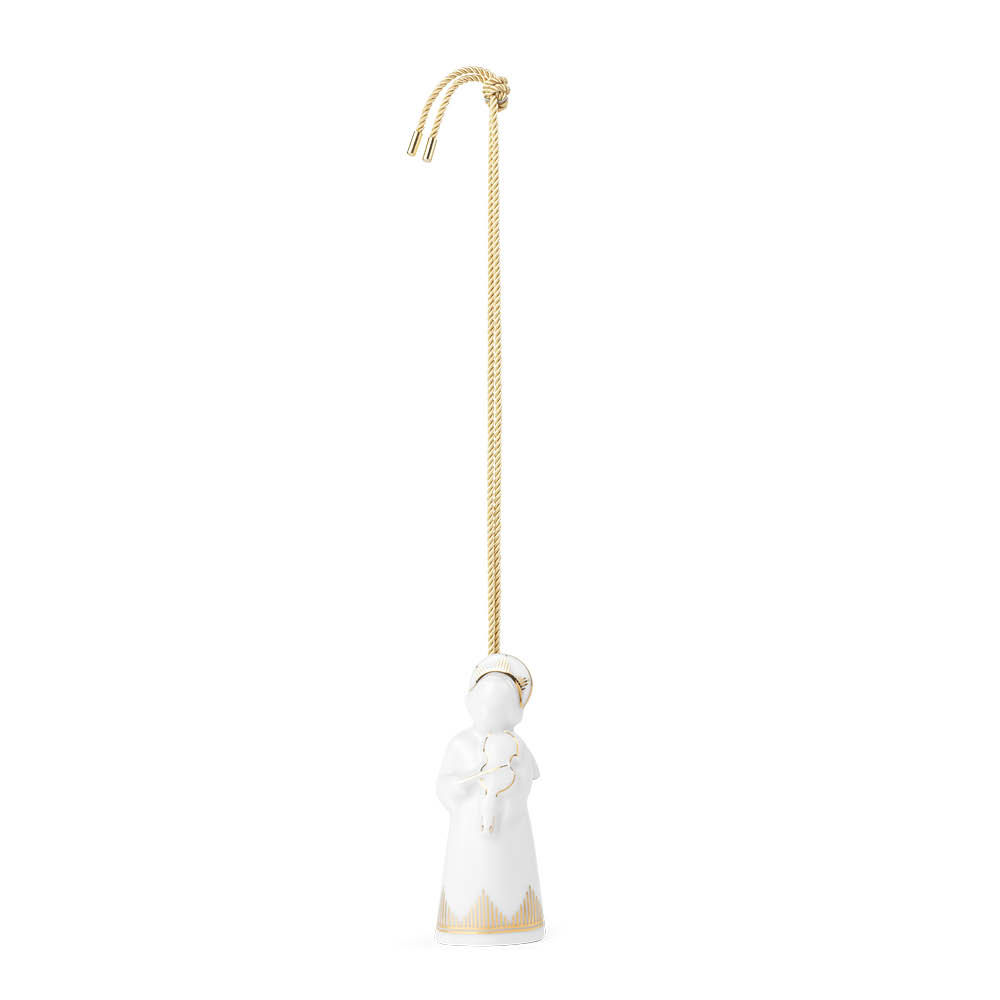 Royal Copenhagen Juleengel med fiolin 9,5 cm hvit/gull