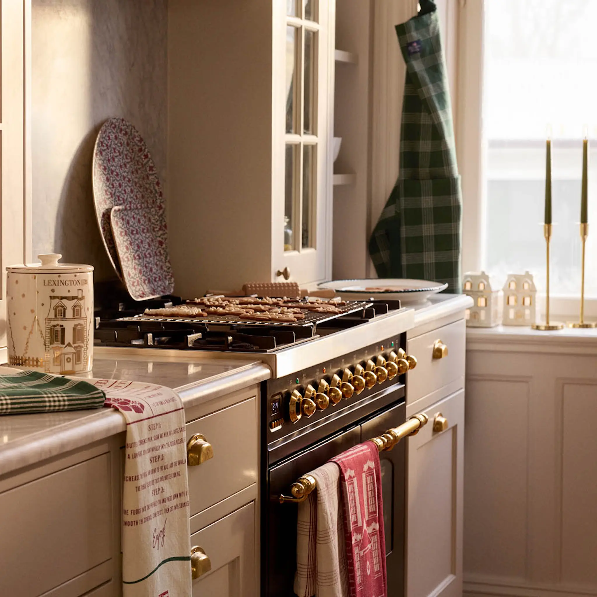 Lexington Original kökshandduk House jacquard 50x70 cm röd/vit