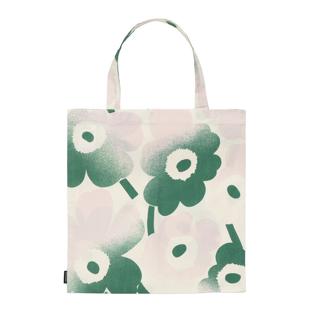 Marimekko - Pieni Unikko Ostoskassi 42x43 cm Valkoinen/Roosa/Vihreä