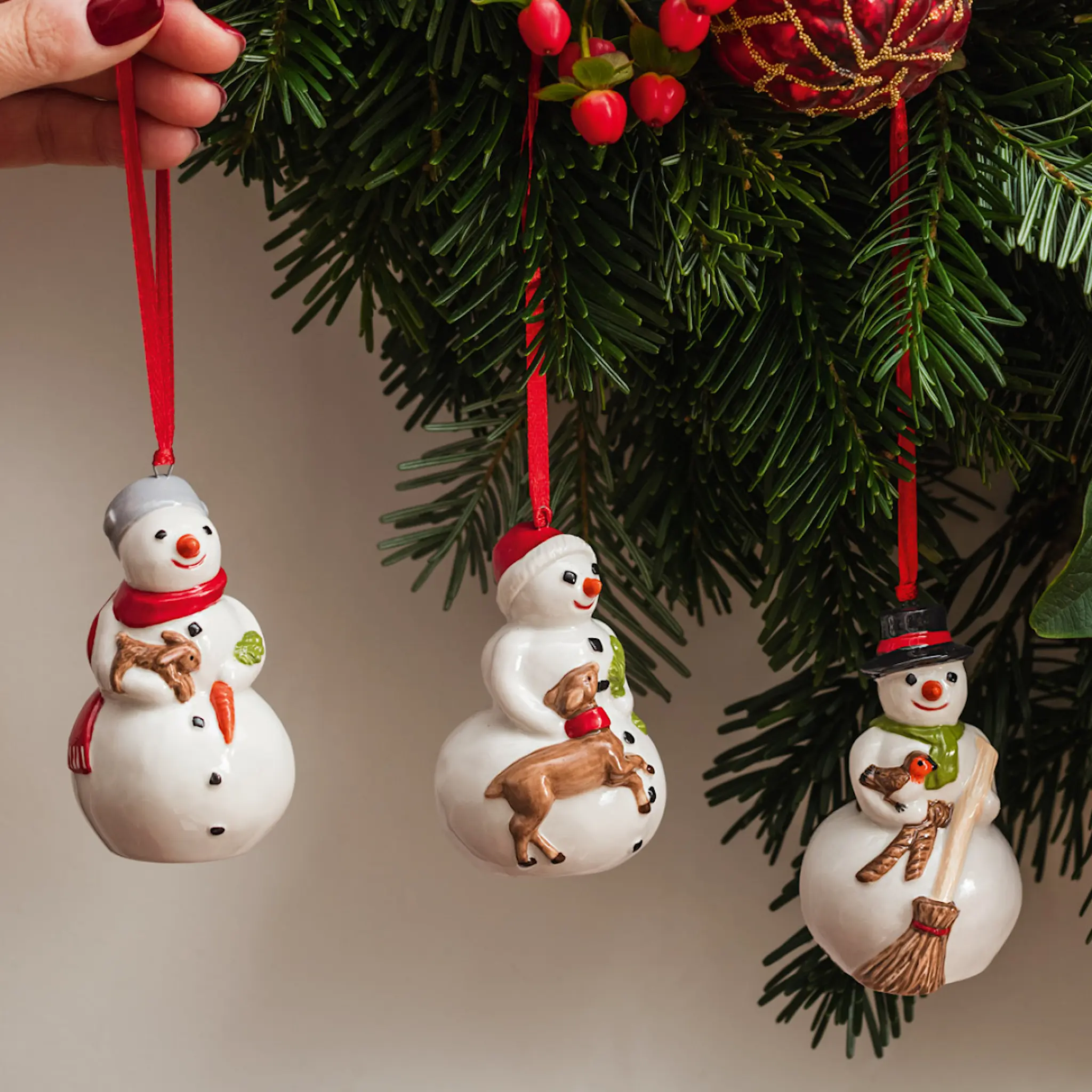 Villeroy & Boch Nostalgic Ornaments snögubbar 3 delar vit