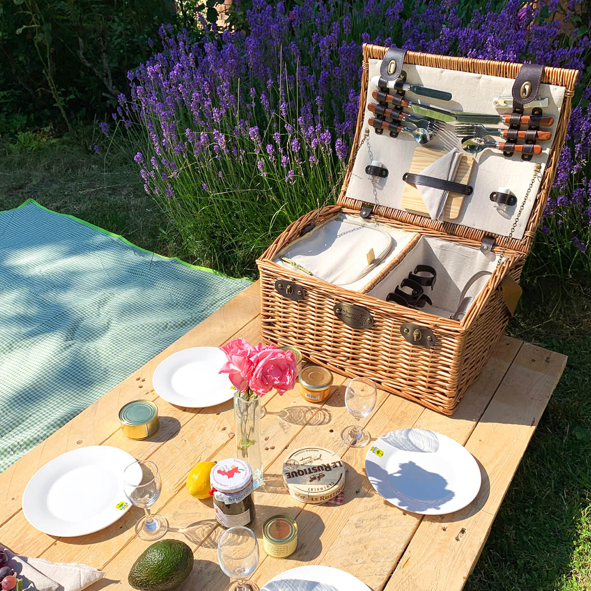 Les Jardins De La Comtesse Gisors picknickkorg med kylfack 4 personer beige
