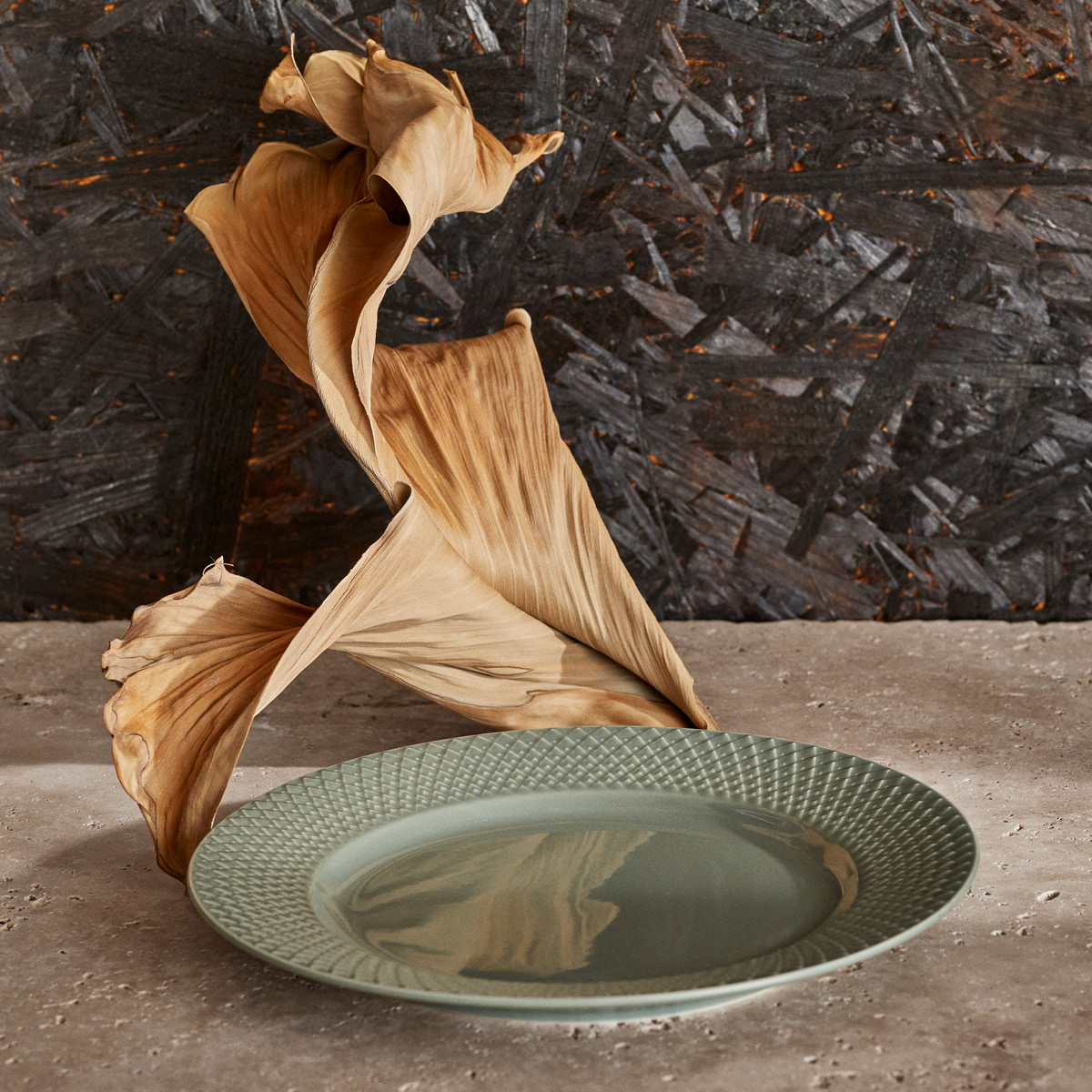 Lyngby Porcelæn Rhombe Earth tallrik 21 cm moss