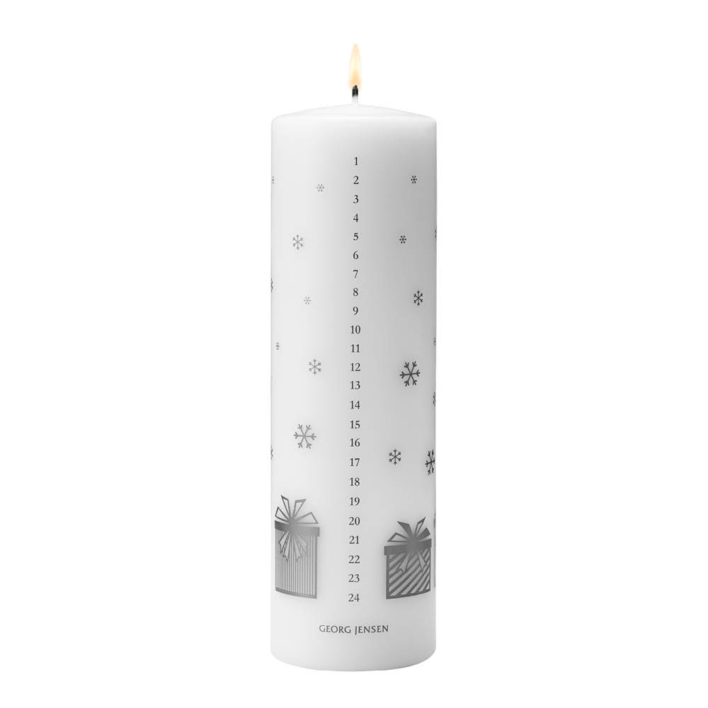 Georg Jensen - Joulu 2025 kalenterikynttilä 6x20 cm valkoinen/hopea
