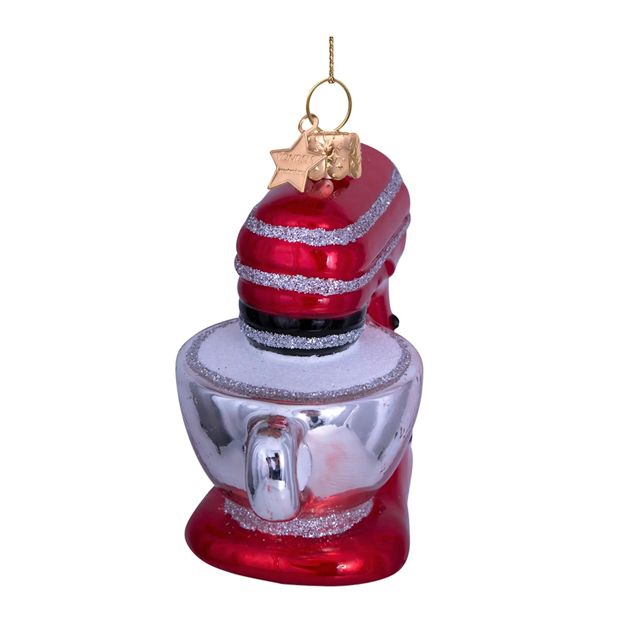 Vondels Wine & Dine julhänge i glas 8,5 cm Köksmaskin opal röd