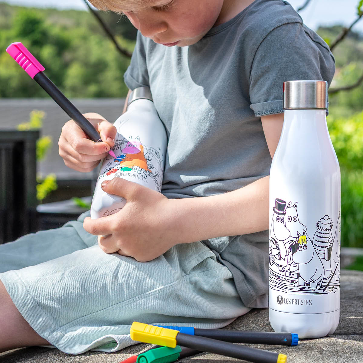 Les Artistes Bottle Up Mummi termoflaske m/tusjer 0,5L hvit