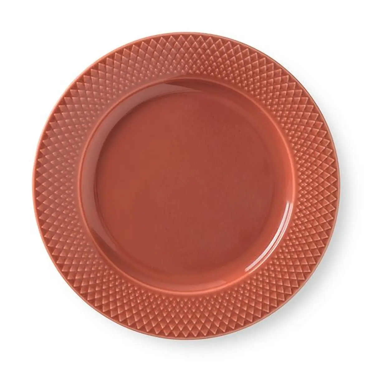 Lyngby Porcelæn Rhombe Color Tallrik 23 cm Terracotta