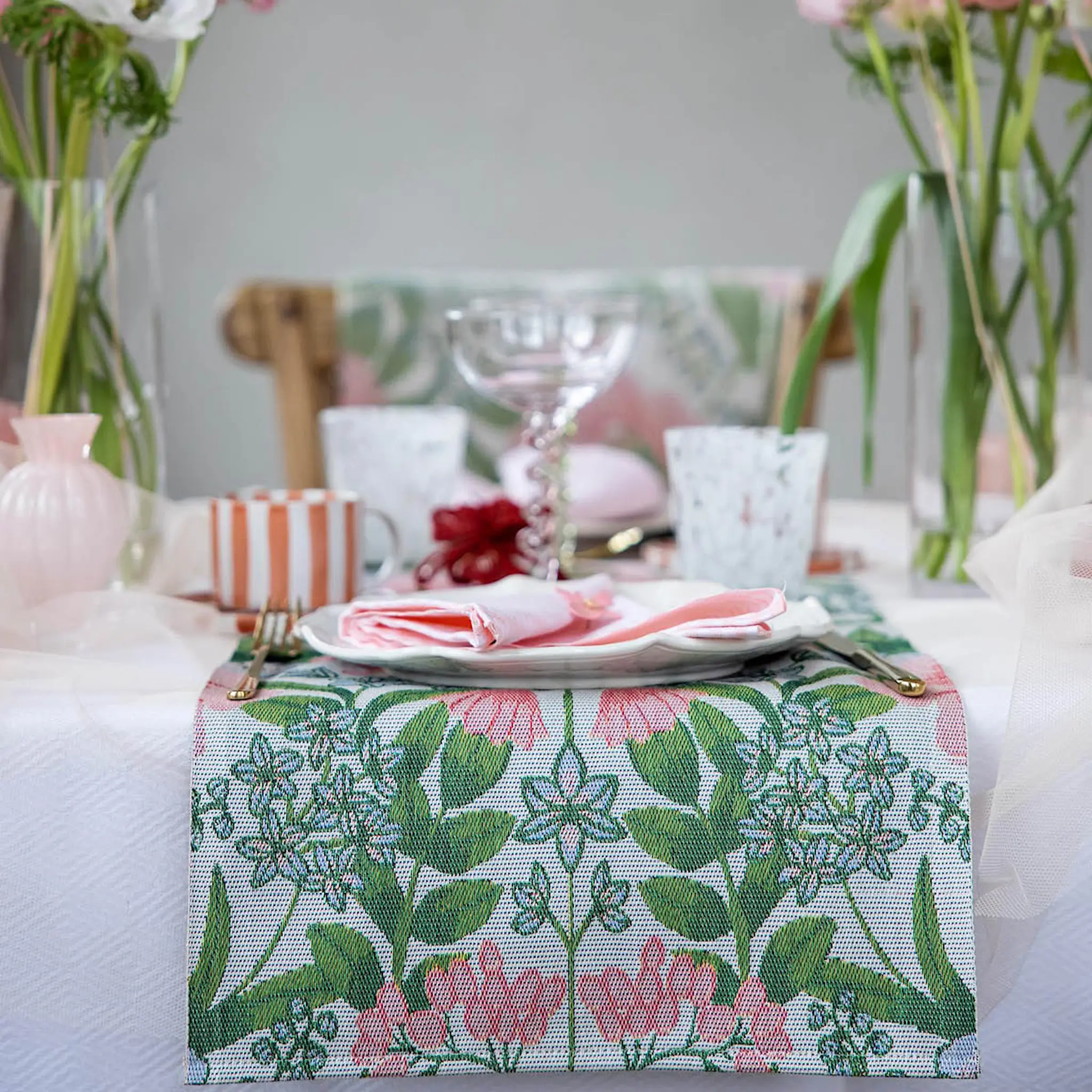 Ekelund Bettys tulpaner löpare 35x120 cm rosa