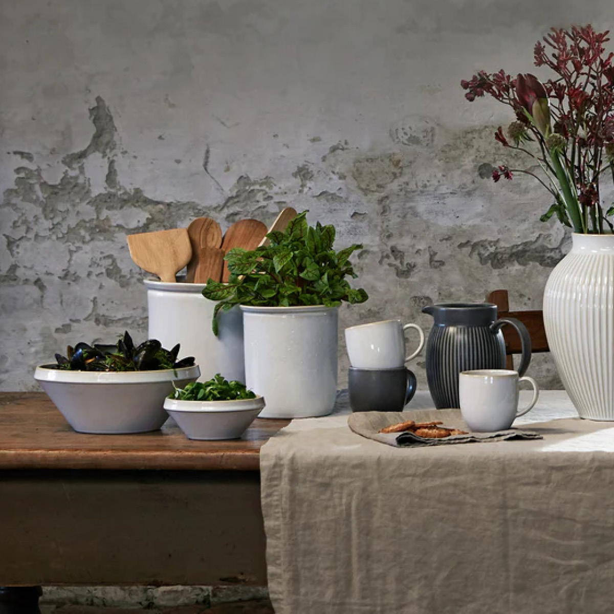 Knabstrup Keramik Tavola krus 2 stk 30 cl mørk grå