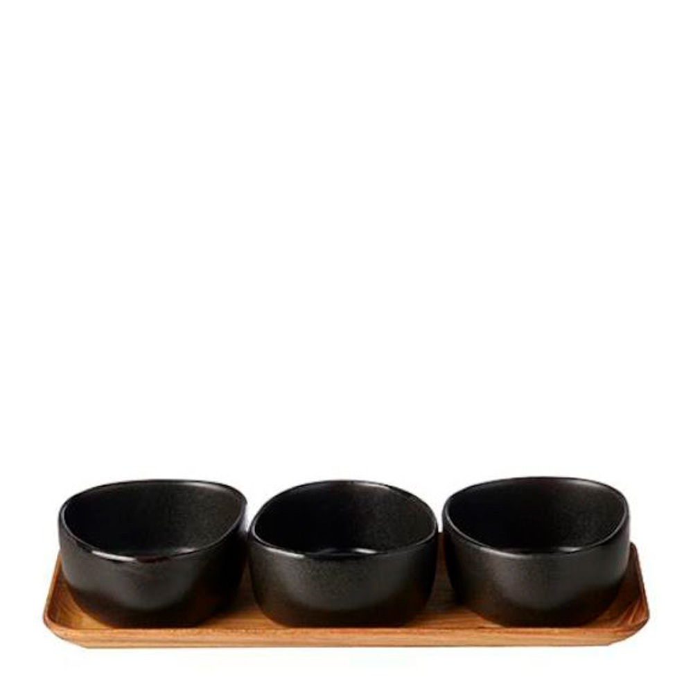 Aida - RAW Organic 3 kulhoa ja tarjotin Titanium Black