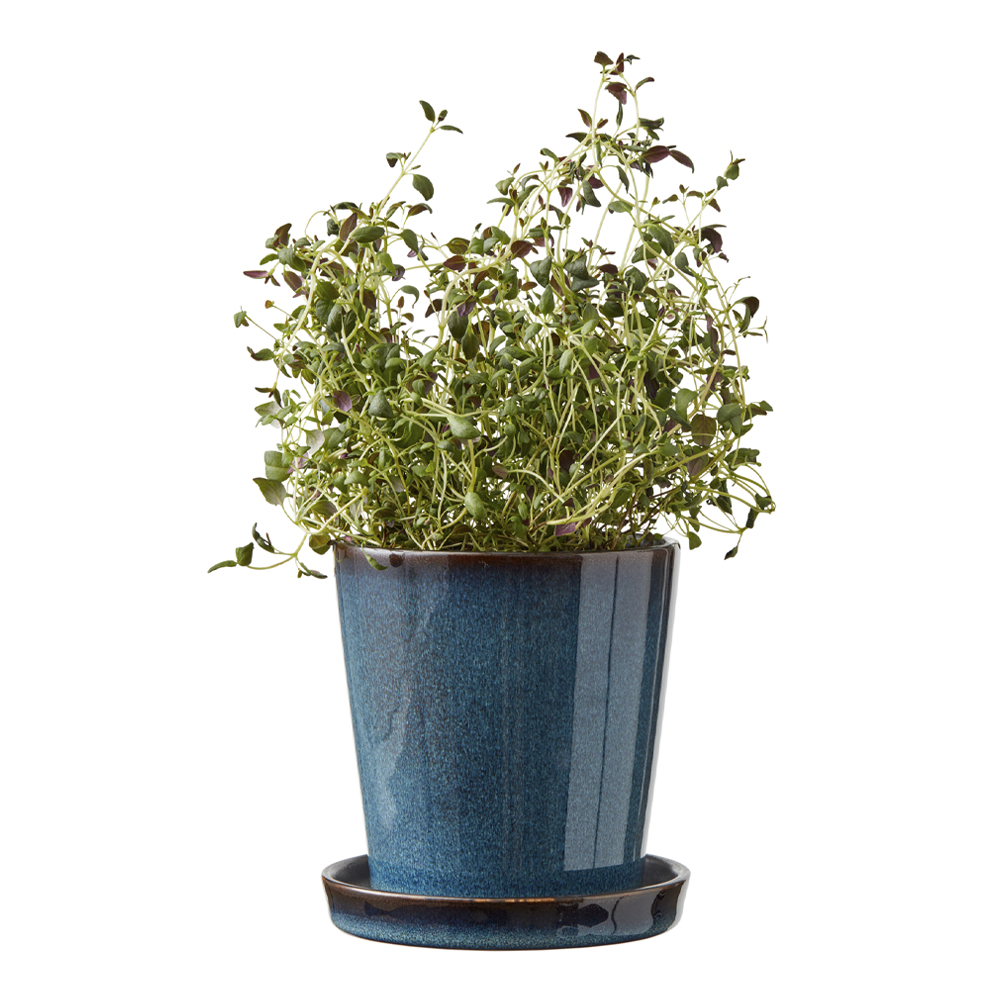 Bitz Skjuler krukke med fat 10 cm mørkeblå/svart