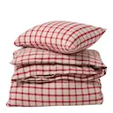 Påslakanset rutigt bomull/flanell 150x210 cm röd/beige