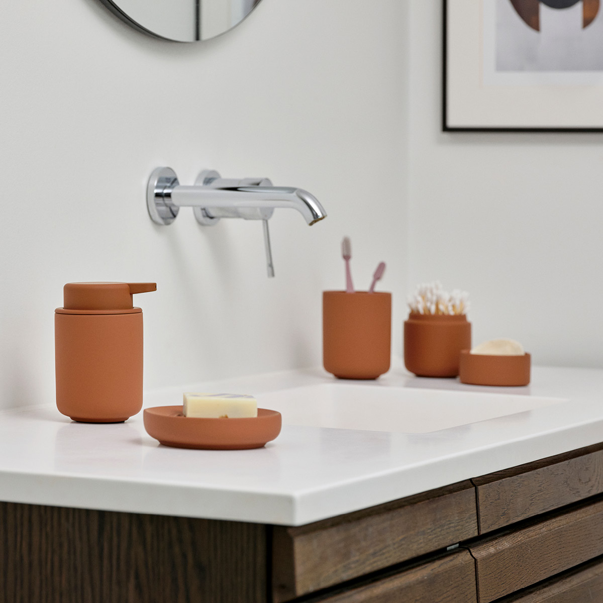 Zone Ume krukke med lokk 8 cm terracotta