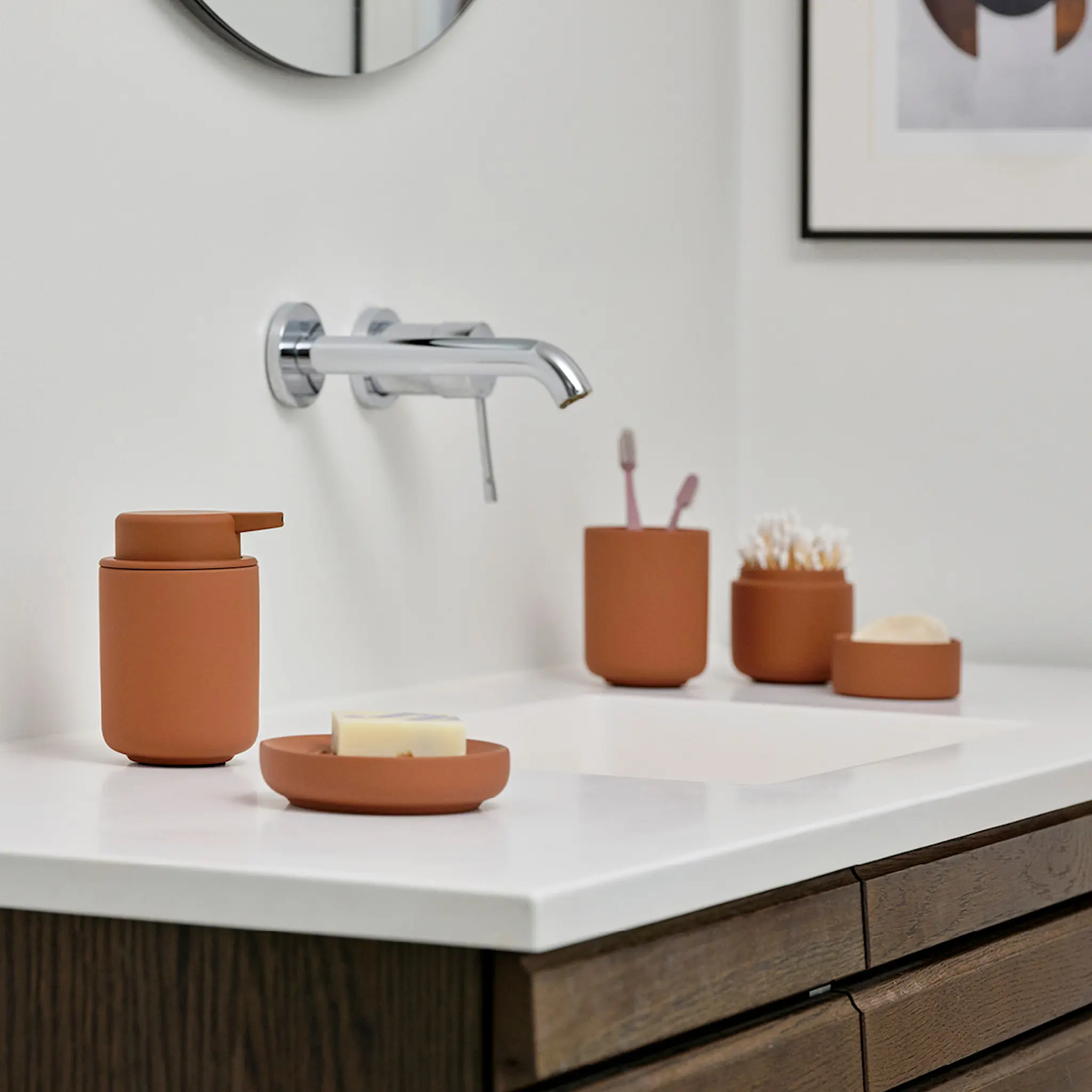 Zone Burk med lock 8 cm Terracotta