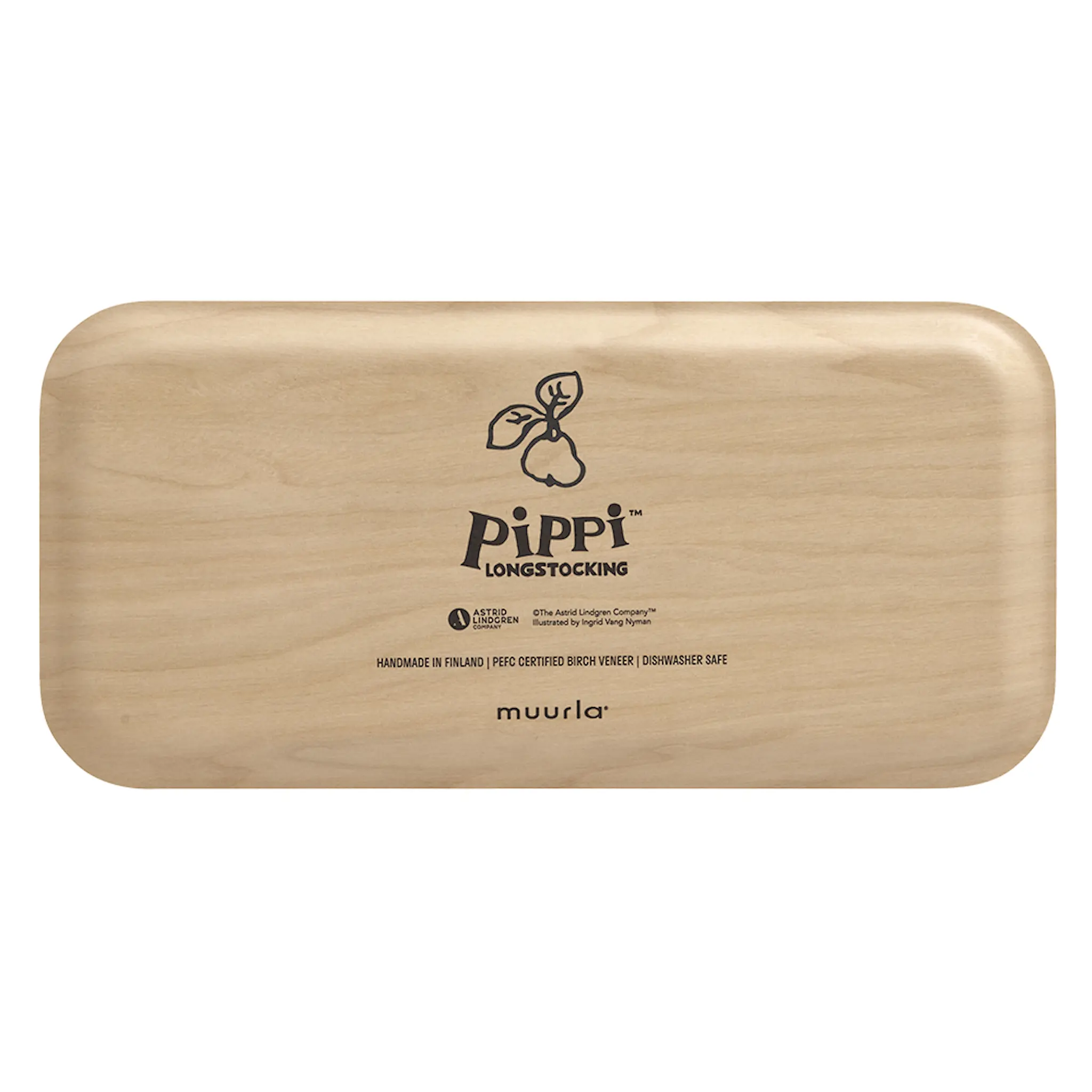 Muurla Pippi bricka 27x13 cm frukter gul