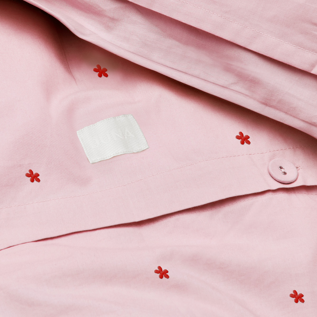 Juna Daisy sengetøy 220x220 cm rosa/rød