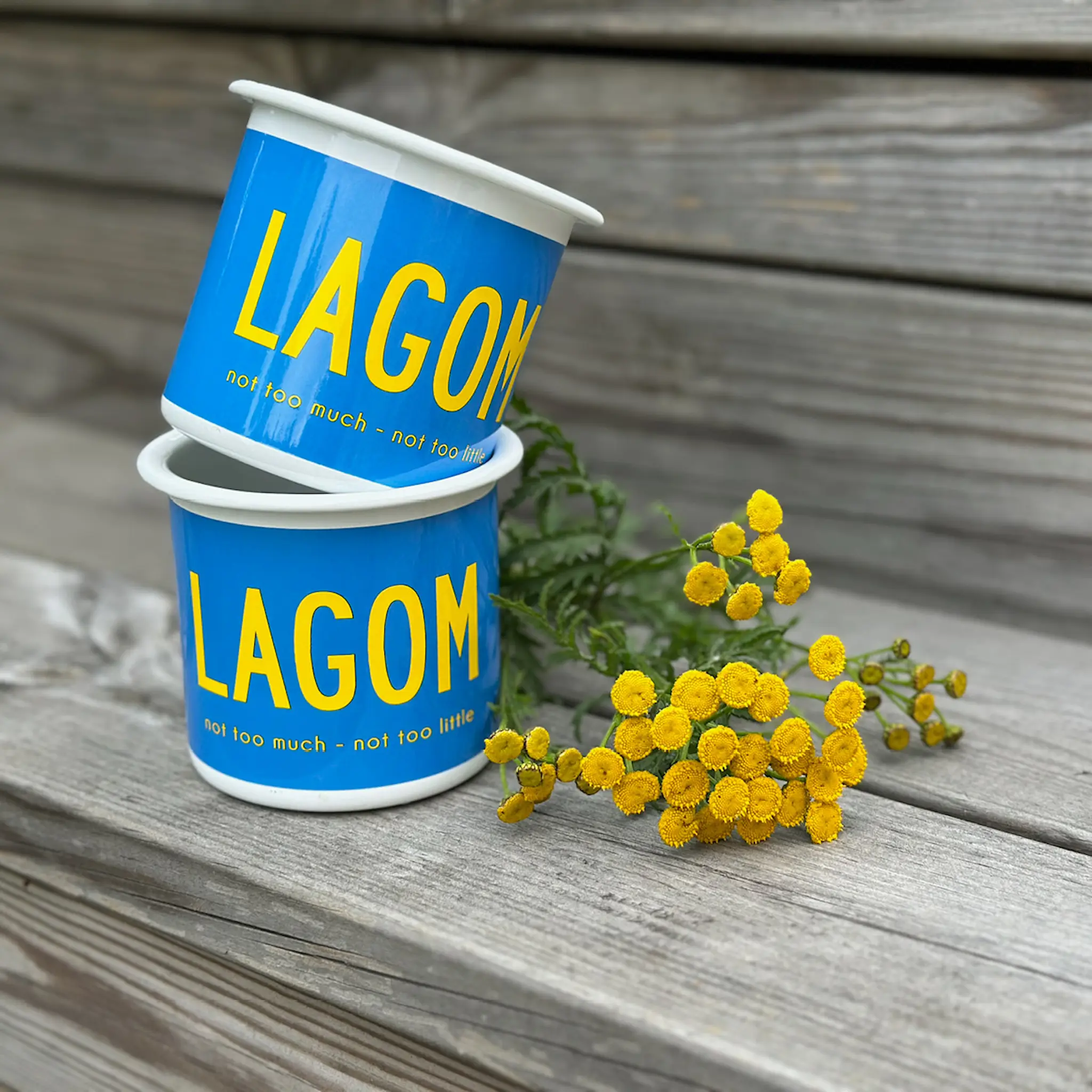 Citronelles Fika Emaljmugg Lagom 30 cl Sininen/Keltainen