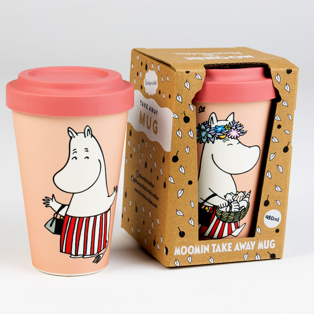Nordicbuddies Mumin take away mugg 45 cl Mummimamma på sommarhumör beige