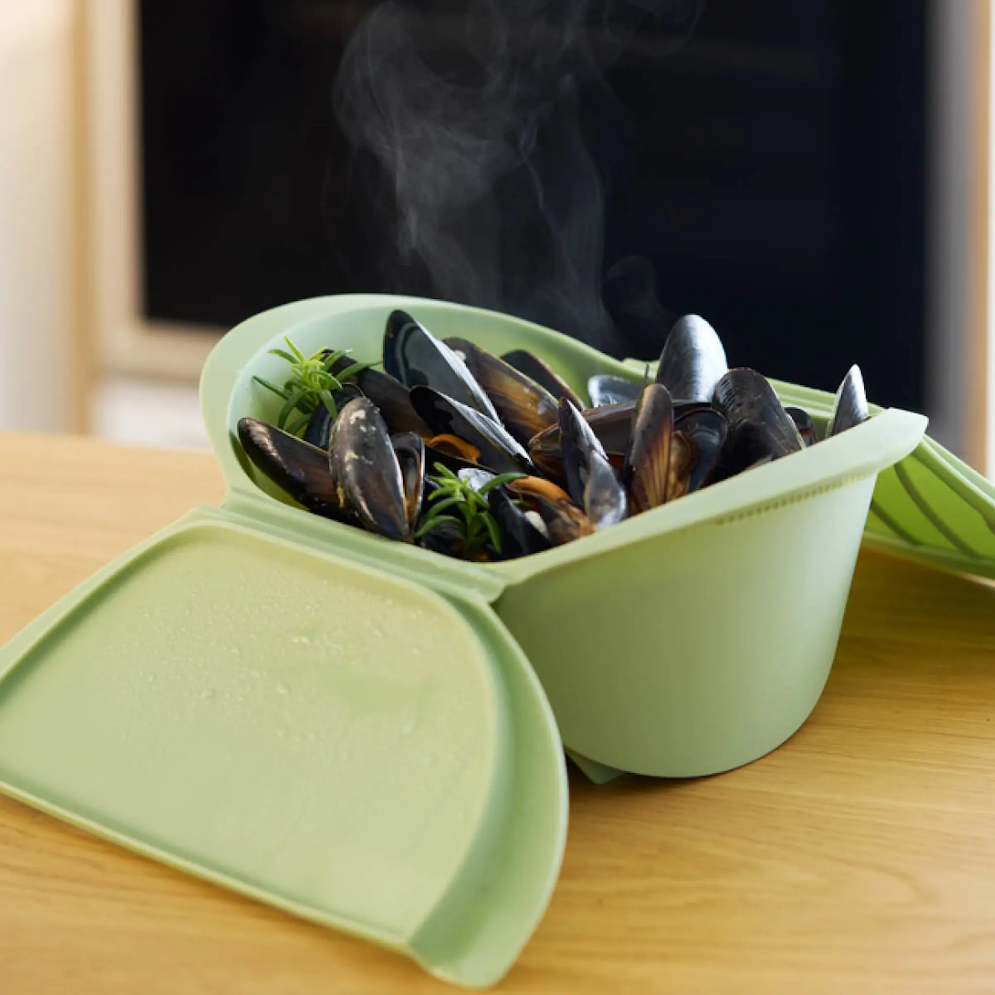 Lékué Ångkokare djup för mikrovågsugn 2 port. grön