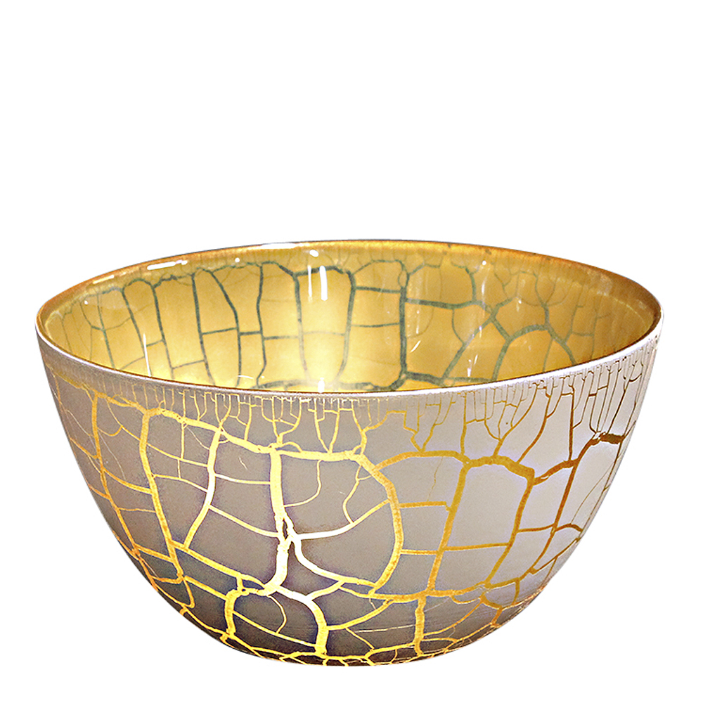 Nybro Crystal Croco Skål 17 cm Vit/Guld