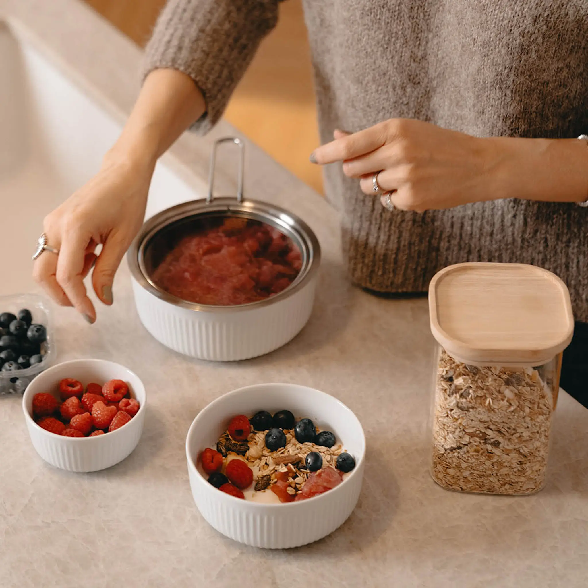 Eva Trio Platt glaslock 16 cm borstat stål