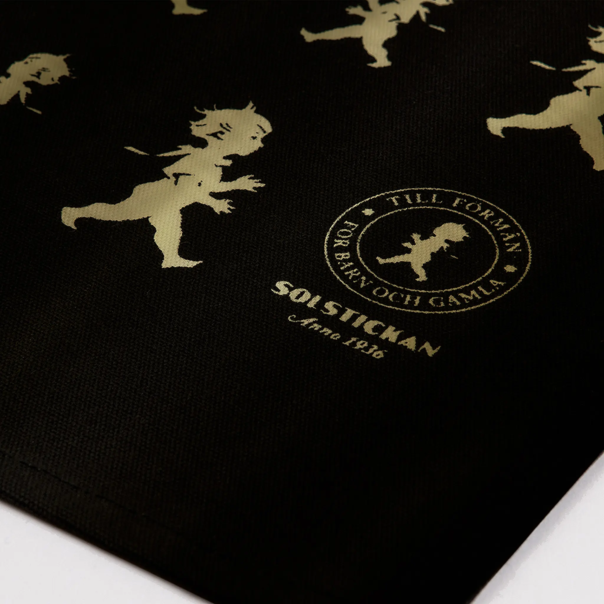 SOLSTICKAN Handduk Halvlinne 50x70 cm Svart/Guld