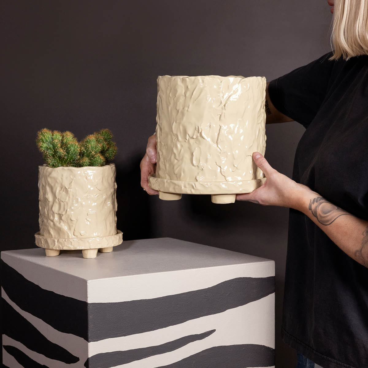 ByOn Muddy L kruka 23x23,5 cm beige