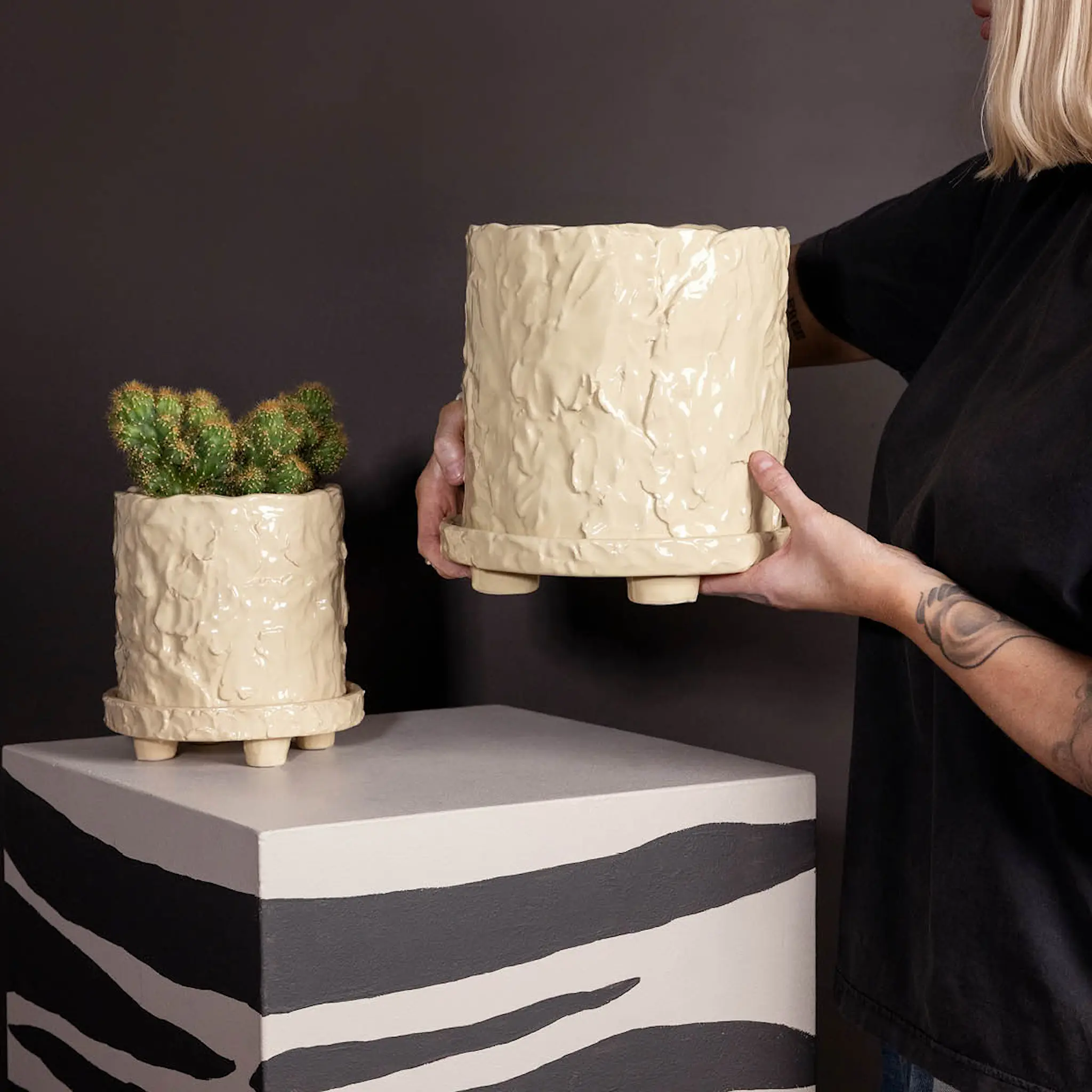 ByOn Muddy krukke L 23x23,5 cm beige