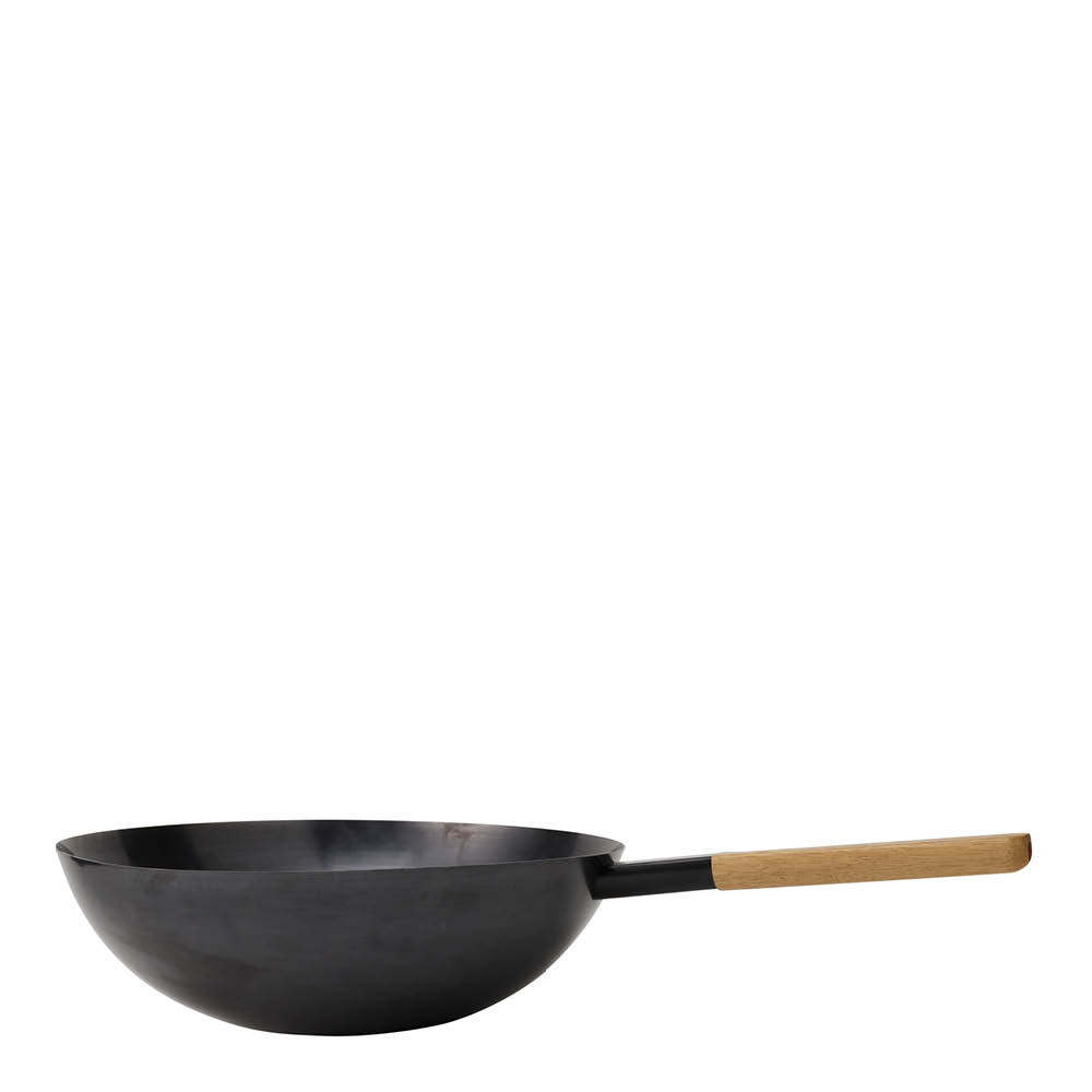 Morsö Vulcano Wokkipannu 36 cm Wok Burner :ille Hiiliteräs/Tammi