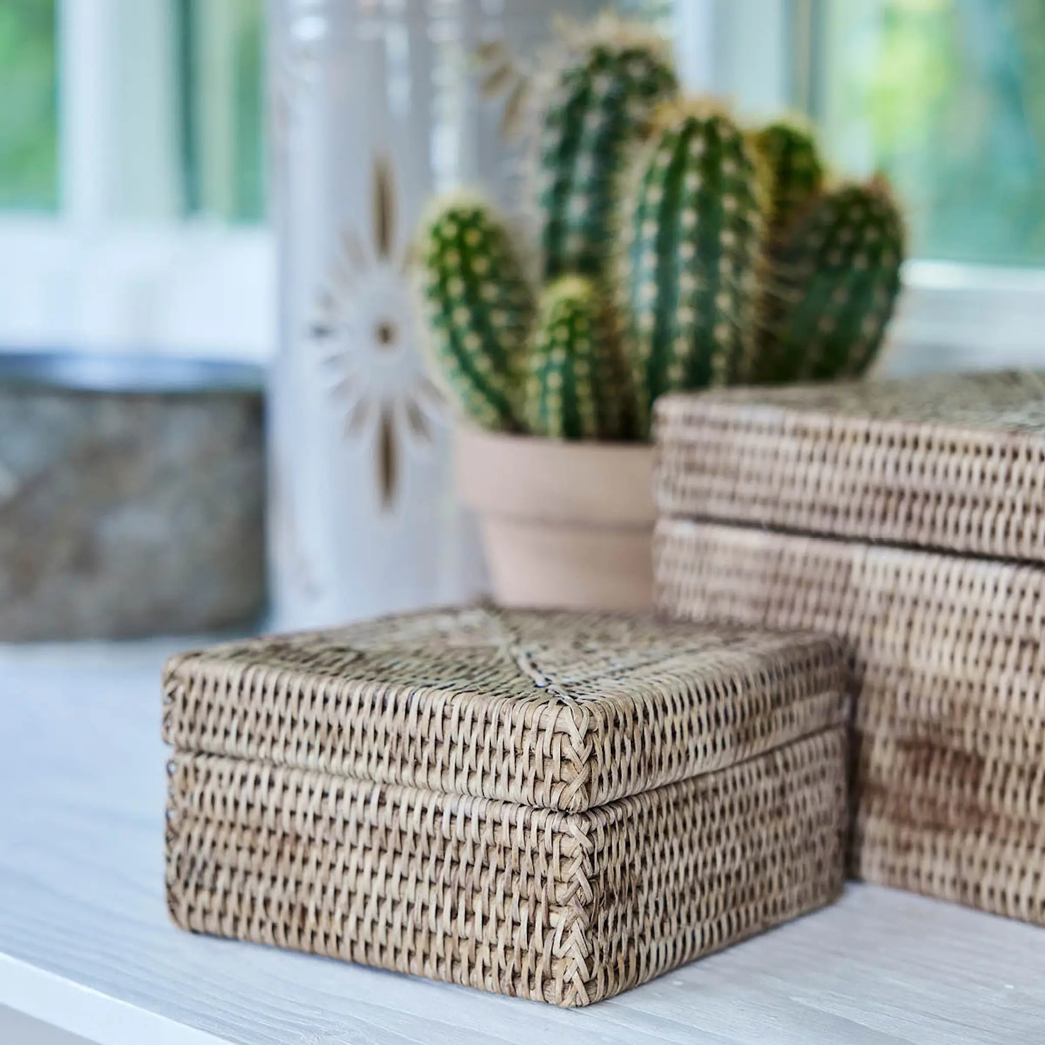 Lene Bjerre Norah förvaringslåda med lock 18x18 cm natur