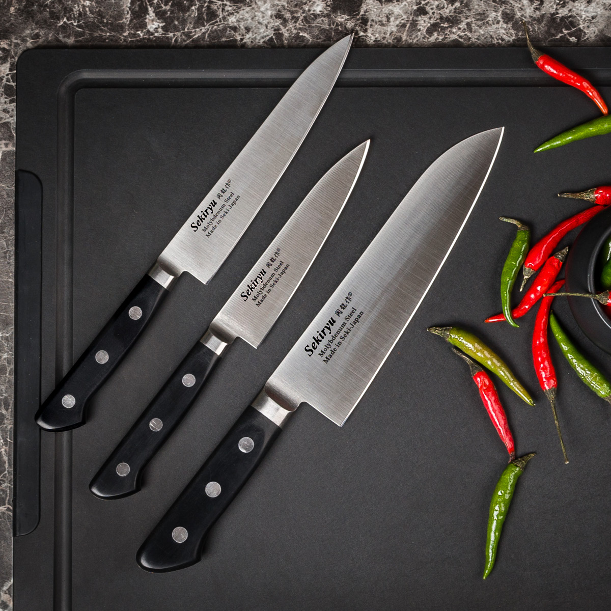 Sekiryu Master santokuveitsi 18 cm Musta