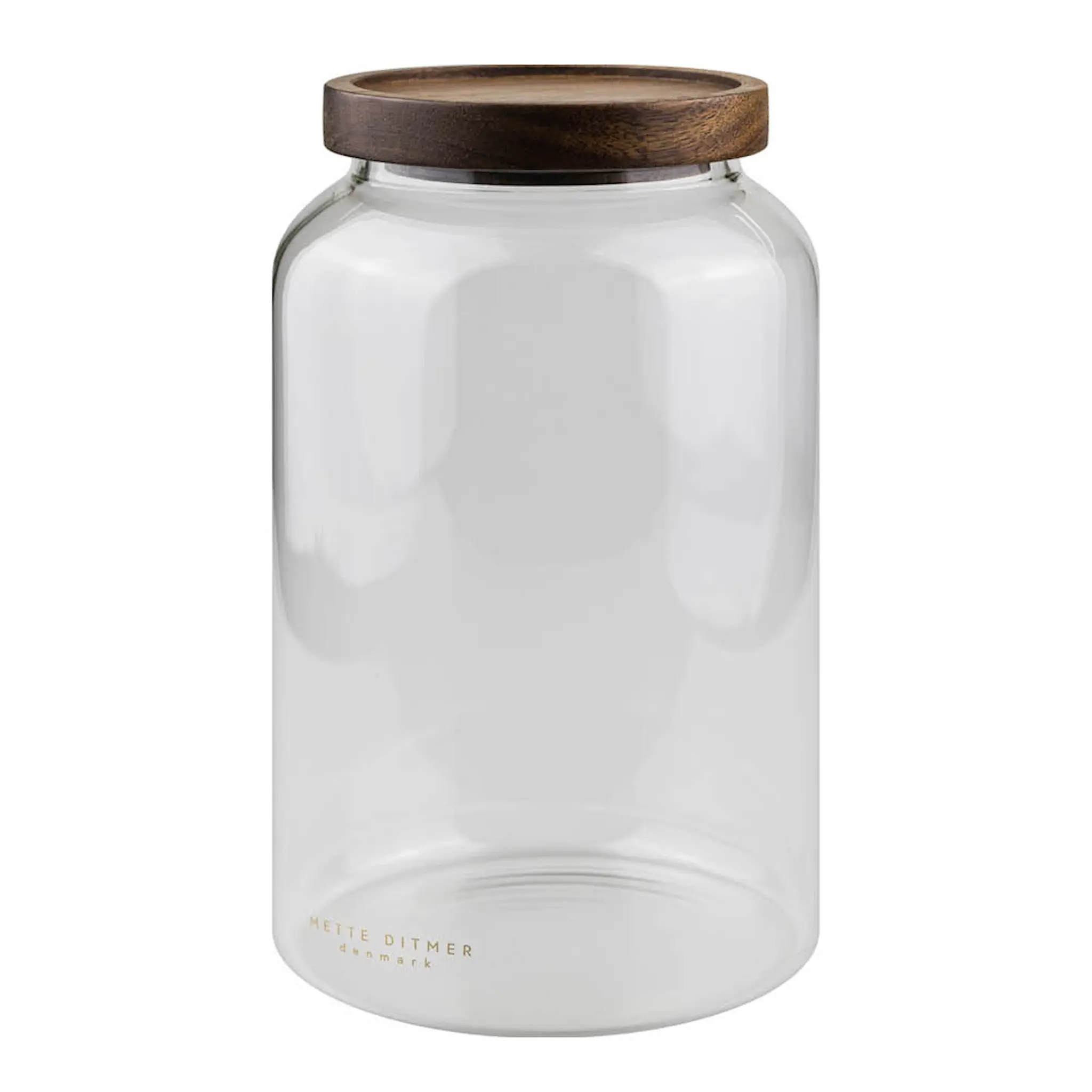 Mette Ditmer Luna glasburk med lock 20 cm klar/akaciaträ